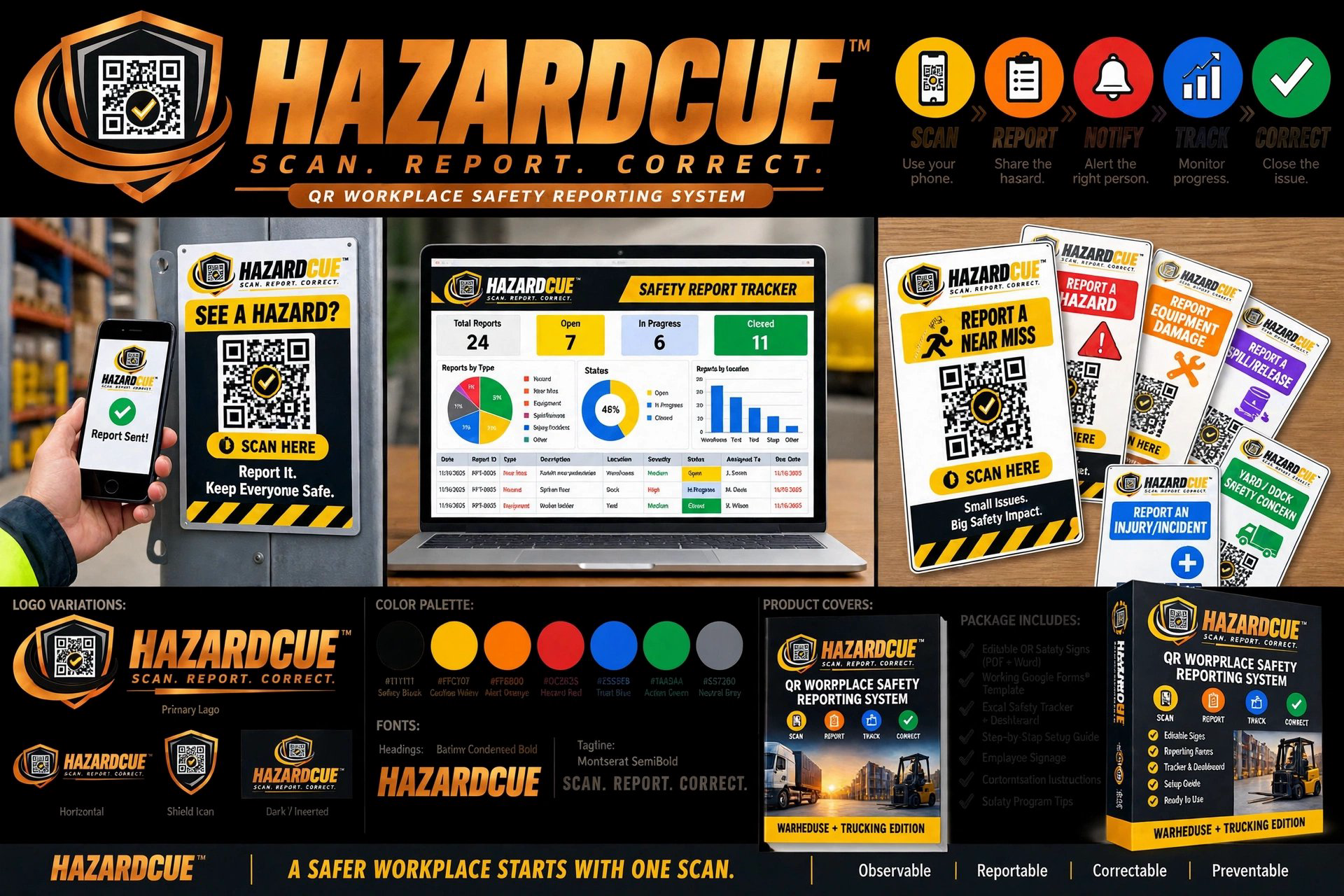 HazardCue — Scan. Report. Correct. — QR Workplace Safety Reporting System